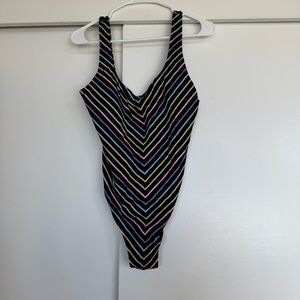 Chic Striped Women's Low Back One Piece Swimsuit